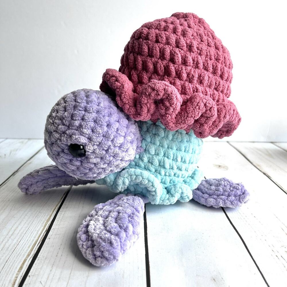 Handmade Amigurumi Crochet Ice Cream Turtle Plushie Baby Nursery Toddler Pastel